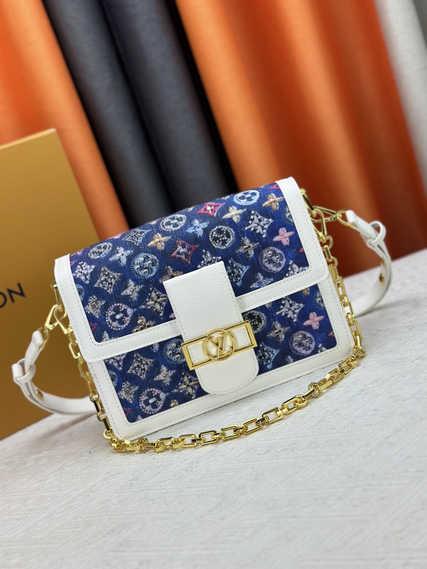 Designer Dauphine Shoulder Bag - Monogram Jacquard Denim, Mini Size - Gorchic - $149.99