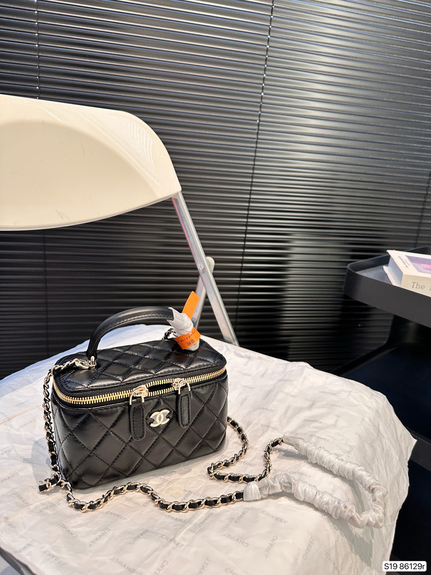 CC Inspired Vanity Cosmetic Top Handle Bag - Black - Gorchic - $125.99