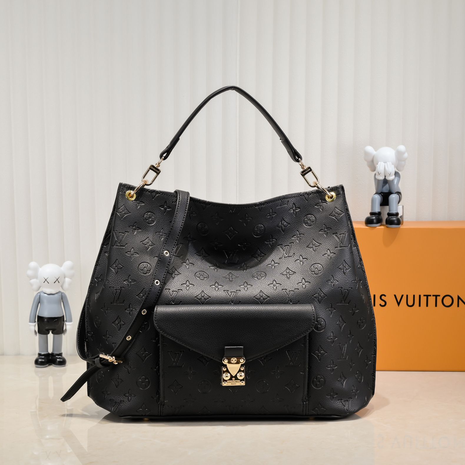 Designer Métis Bag - Empreinte leather , Black - Gorchic - $139.99