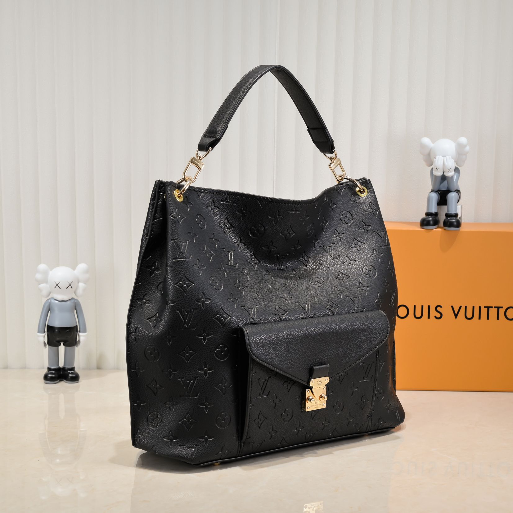 Designer Métis Bag - Empreinte leather , Black - Gorchic - $139.99