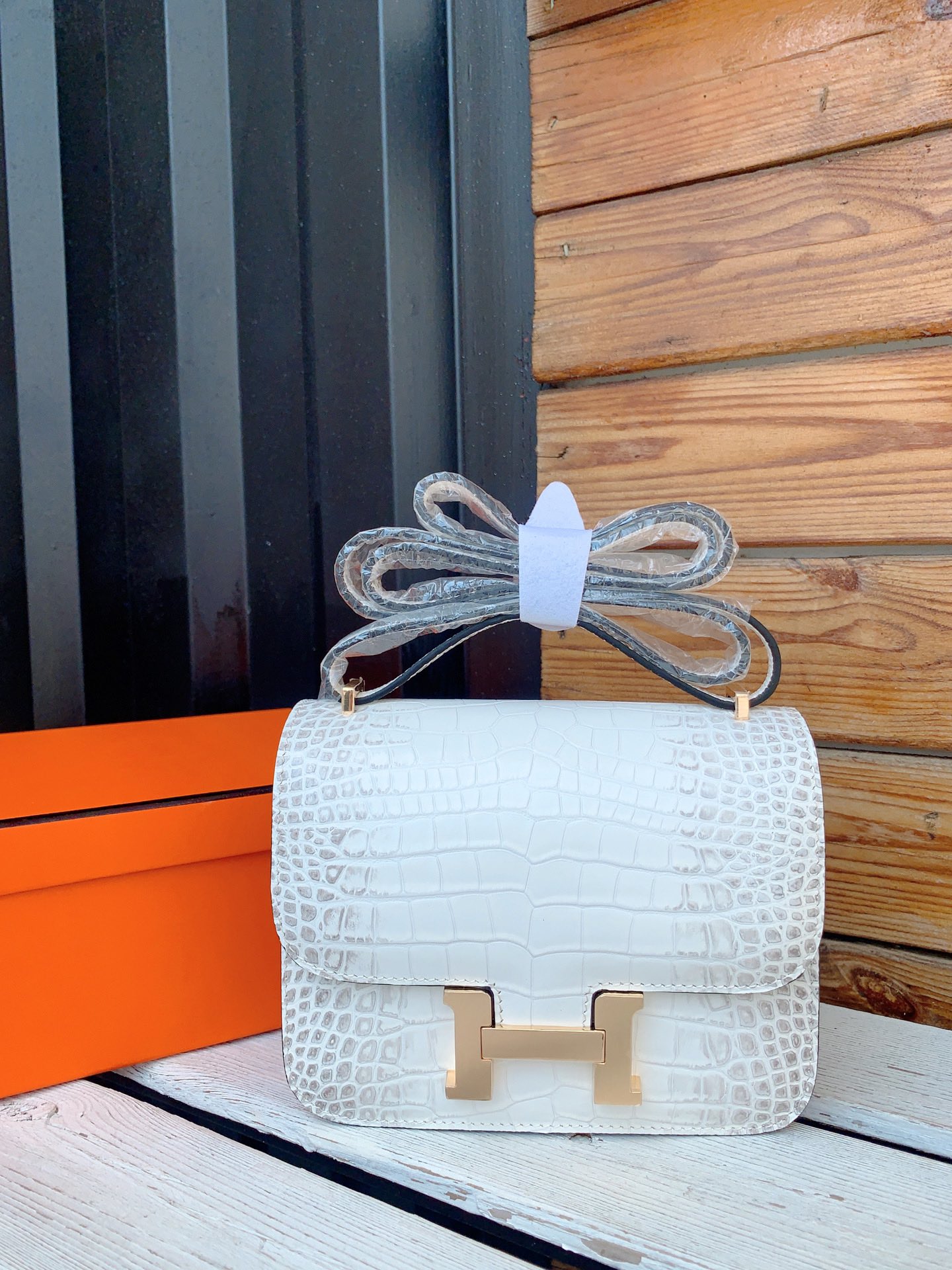 H-Inspired White Constance MM Crocodile Bag - Gorchic - $152.99