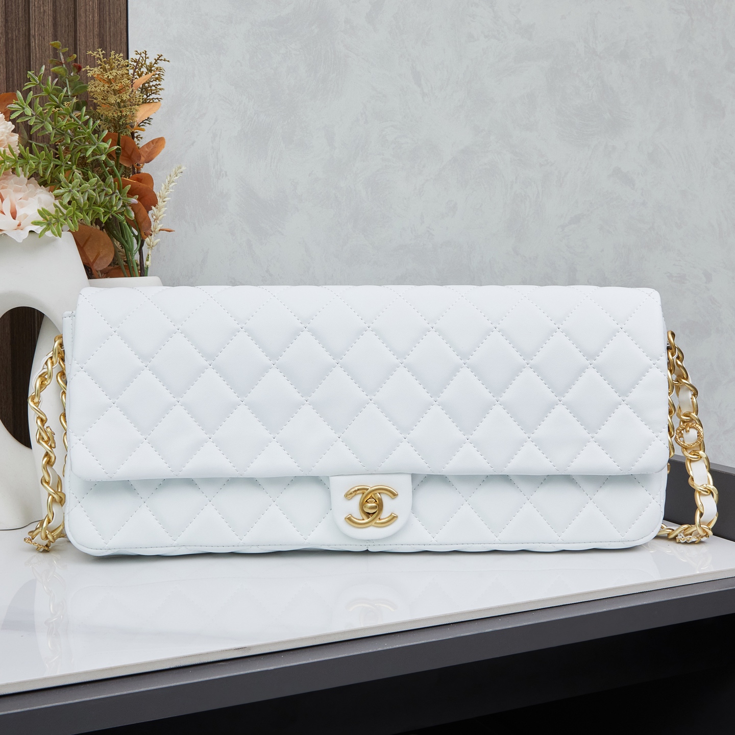 CC Inspired Paris Bag Brand Elegant Sheepskin Bag - White - Gorchic - $132.99