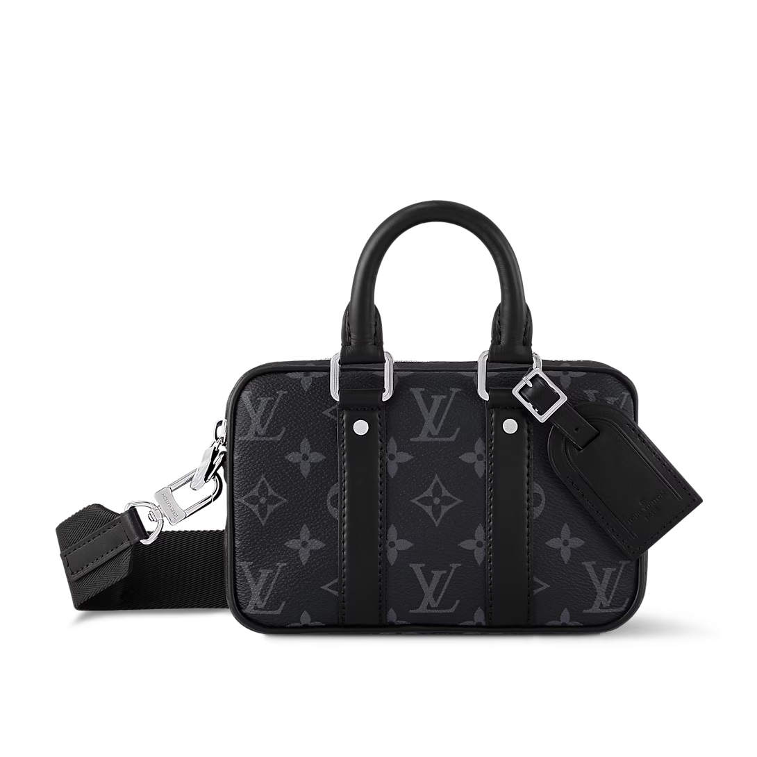 Designer Nano Porte Documents Voyage Monogram Eclipse coated canvas - Black - Gorchic - $116.99