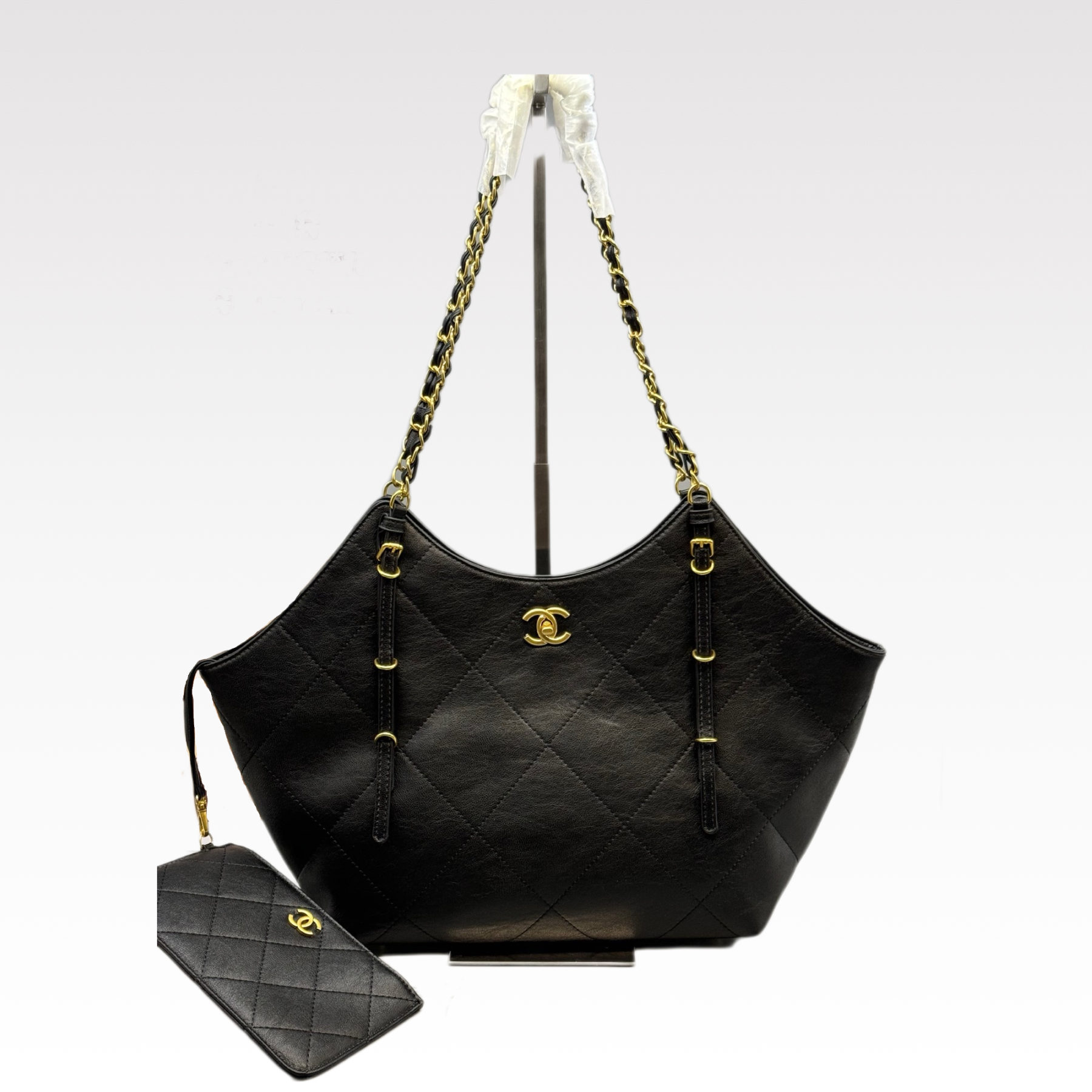 CC Inspired Small Coco Shopping Bag - Black - Gorchic - $124.99