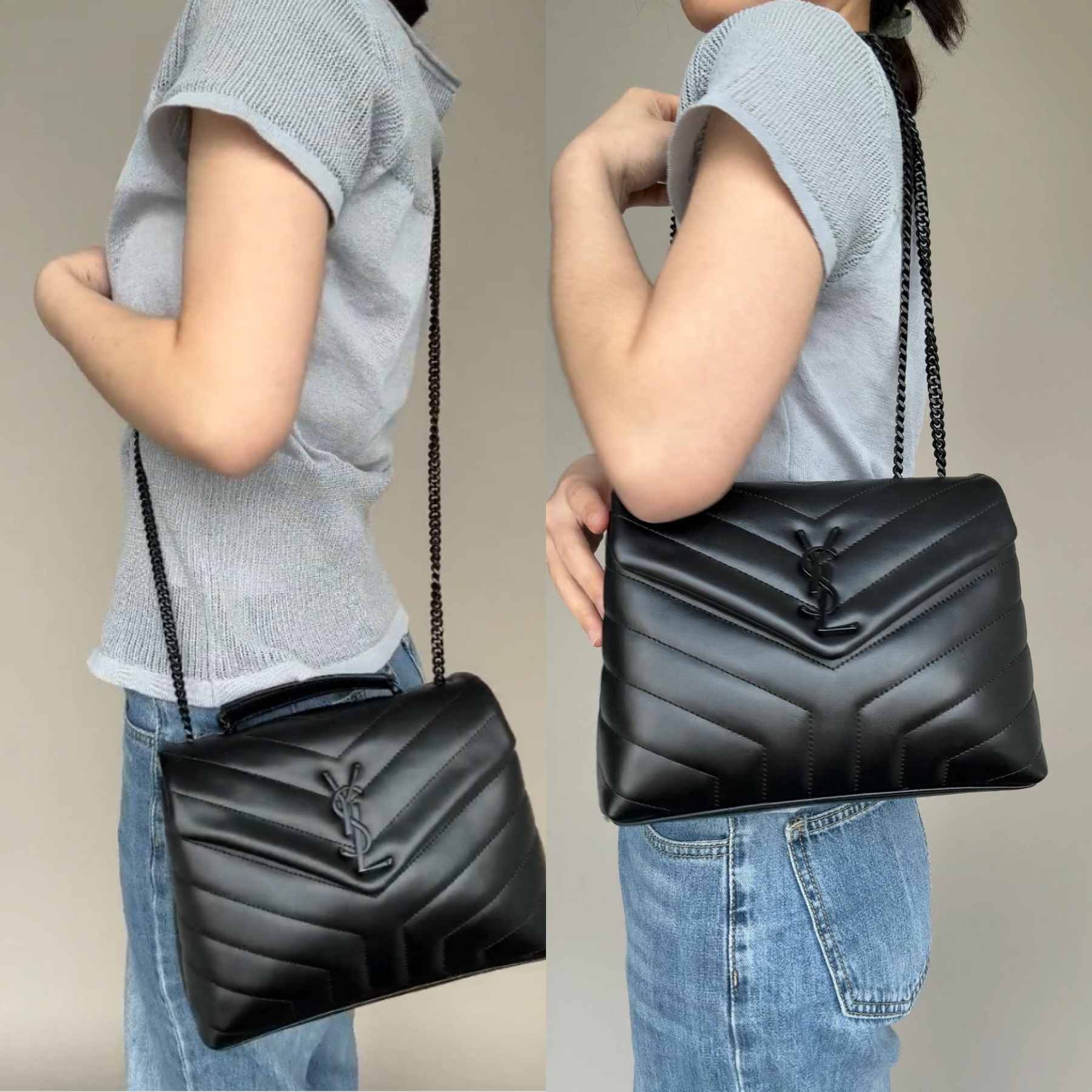 Lady Designer Loulou medium quilted leather shoulder bag black - Bag - Gorchic - $132.99